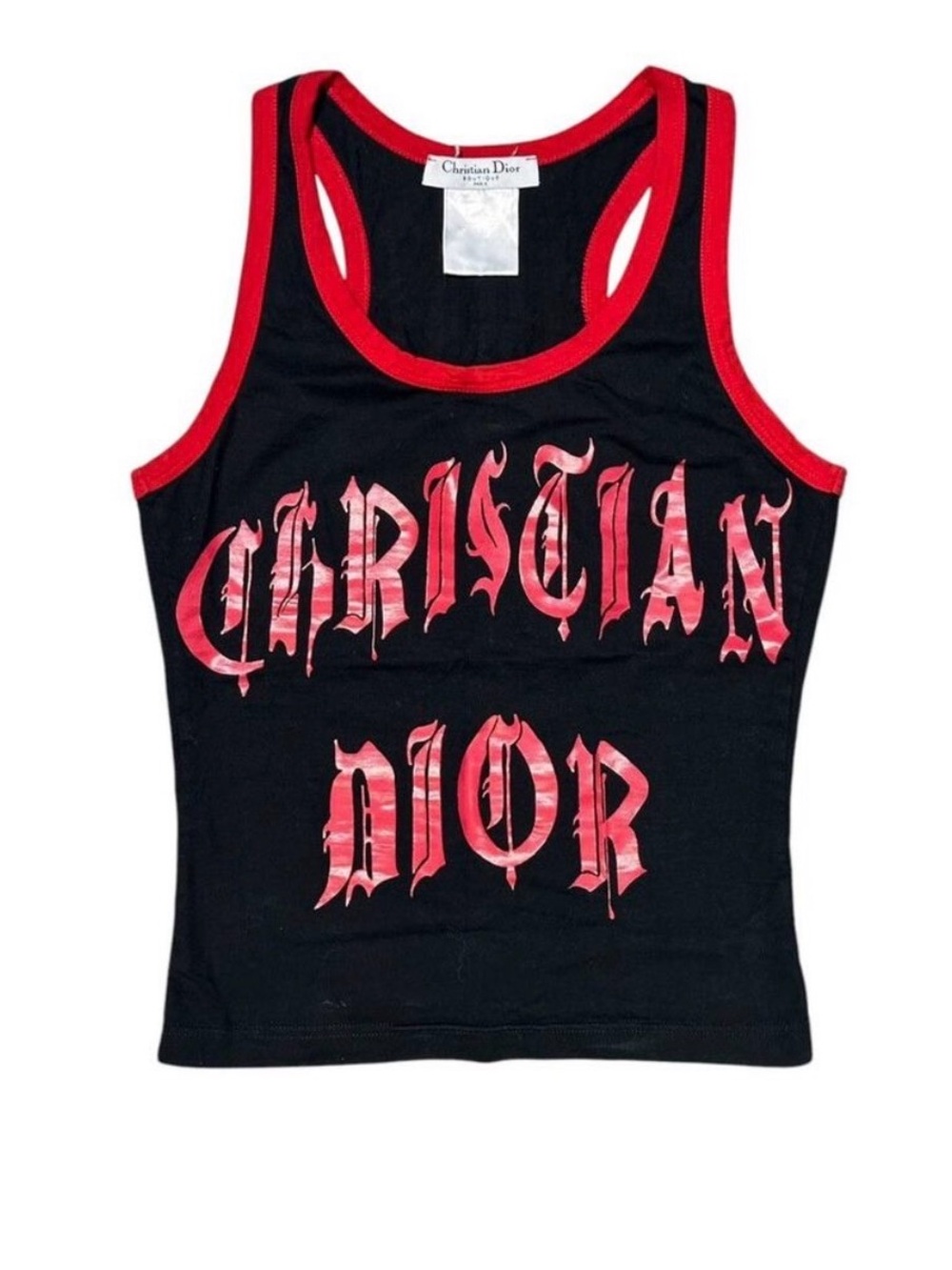 RARE VINTAGE Christian Dior Tank Top Y2K Gothic Print